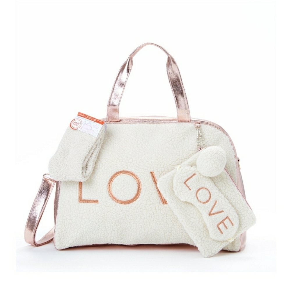 Wonder Nation girls sherpa love duffle handbag 5 piece set